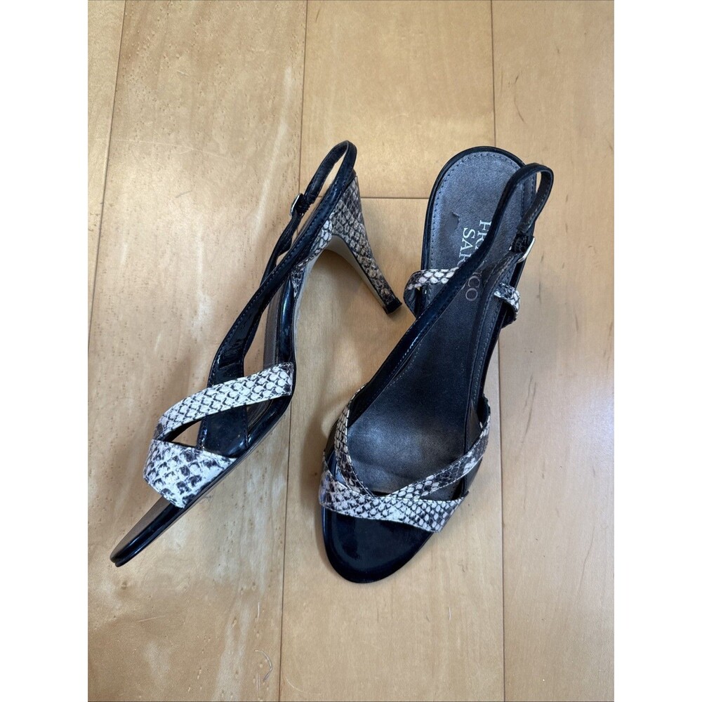 SNAKESKIN HEELS Franco Sarto Size 9.5 Dallas STRAPPY Sling back Pumps